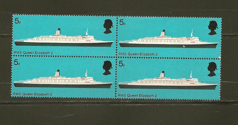 Great Britain 575 RMS Queen Elizabeth 2 Block of 4 MNH