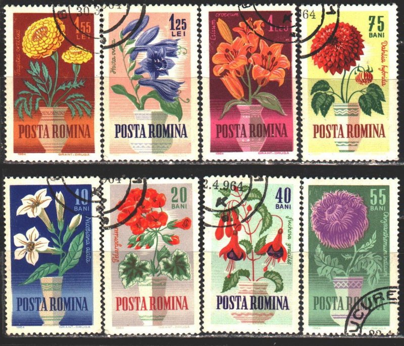 Romania. 1964. 2268-75. Flowers, flora. USED.