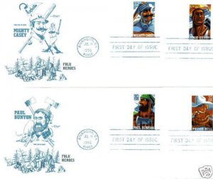 3083-86 Folk Heroes, set of four  Artmaster,  FDCs