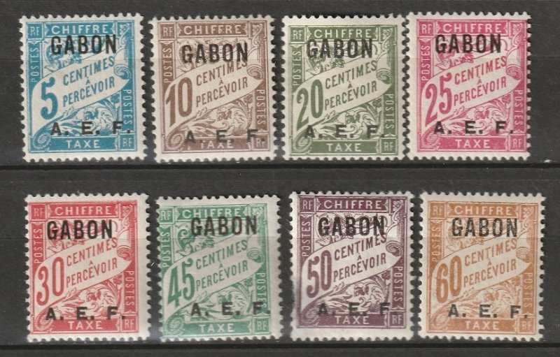 Gabon 1928 Sc J1-8 postage due partial set MH*