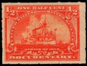 1898 US Scott #- R161 1/2 Cent Battleship US Internal Revenue Documentary MNH