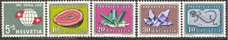 Switzerland # B282-86  Pro-Patria 1959 - Minerals (5) MNH