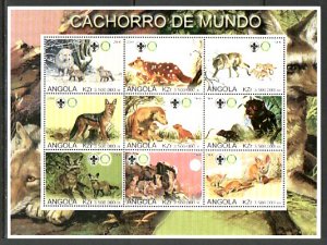 Angola, 2000 Cinderella issue. Wild Dogs, sheet of 9. Rotary & Scout logos.