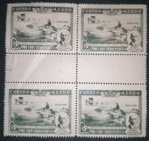 Spain Airmail 1930 – Santos-Dumont – Gutter Block of 4 - MNH