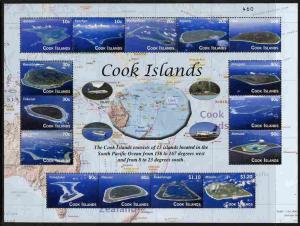 Cook Islands 2010 The Islands perf sheetlet containing 15...