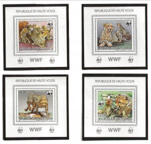 Burkina Faso Sc 654-7 NH issue of 1984 - Wild Life Cheetah WWF  