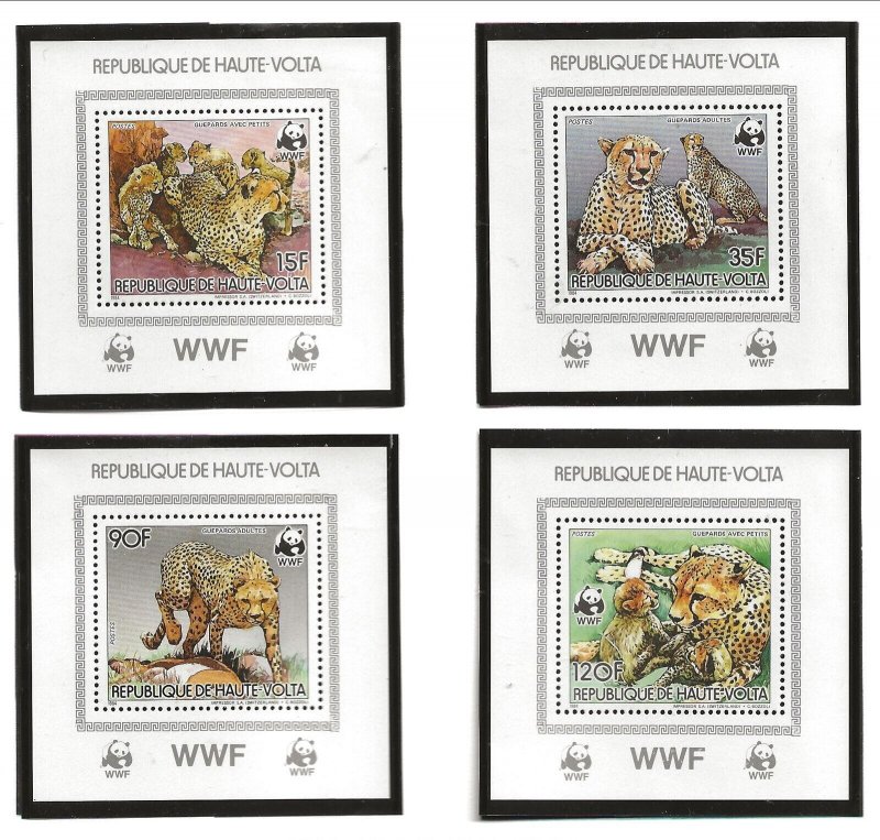 Burkina Faso Sc 654-7 NH issue of 1984 - Wild Life Cheetah WWF  