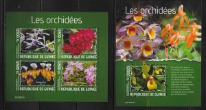 Guinea 2019 Orchids m/s, s.s. MNH