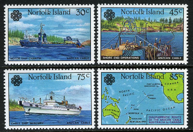 Norfolk Island 319-322,MNH.World Communication Year.Cable station,Ships,Map,1983