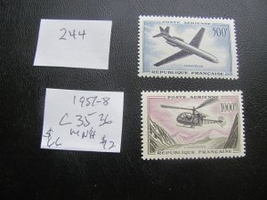 FRANCE 1957-8 MNH SC C35-36  XF  $66 (244)