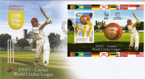 Jersey 2008,  Cricket  Miniature Sheet  on FDC