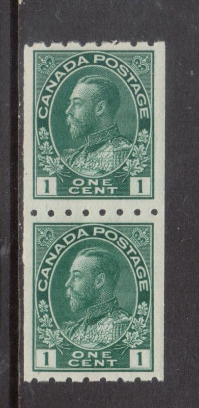 Canada #123 Very Fine Mint Coil Pair Bottom Stamp Never Hinged Top Hinged