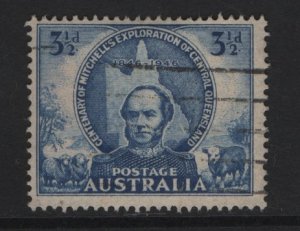 Australia   #204  used   1946  Thomas Mitchell  3 1/2p