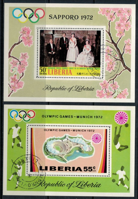 Liberia #C190,C192  CV $9.75  Japanese visit, Olympics Souvenir sheets