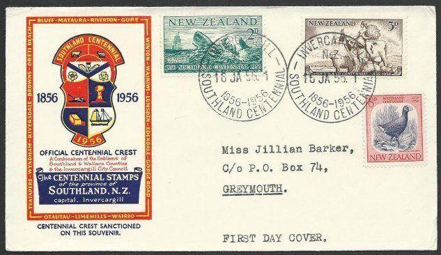 NEW ZEALAND 1956 Southland commem FDC - special cancel.....................49191