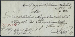 AUSTRIA 1838 W NEWSTADT TO WIEN FOLDED LETTER DATED 6 DEC 1838