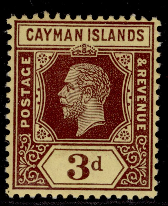 CAYMAN ISLANDS GV SG45, 3d purple/yellow (WHITE BACK), M MINT.