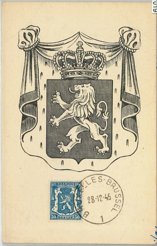 57019 - BELGIUM - POSTAL HISTORY: MAXIMUM CARD 1945 - HERALDRY Lions ROYALTY