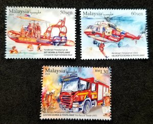 Malaysia Rescue Vehicle 2024 Helicopter Fire Engine Ship Boat Brigade (stamp MNH