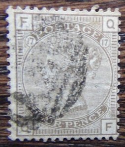 Great Britain 1880 - 1883 4d Grey Brown Plate 17 SG160 Used