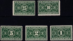 Sc# JQI / JQ5 U.S 1913 Parcel Post Postage Due complete set MMH CV $257.00
