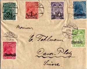 1920 Lichtenstein Stamps Eschen Registered cover to Switzerland Davos