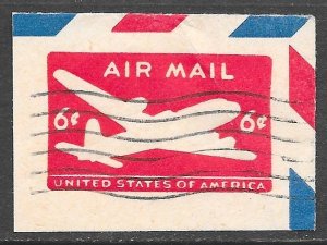 USA UC18: 6c airplane, type I, bicolored envelope, used