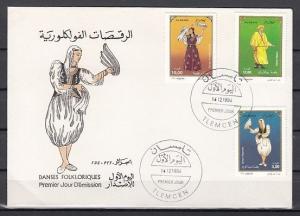 Algeria, Scott cat. 1026-1028. Folk dancers issue. First day cover. ^