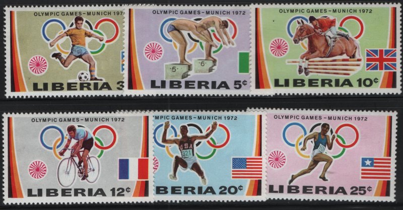 LIBERIA, 591-596, (6) SET,  HINGED, 1972, 20th Olympic games