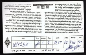 QSL QSO RADIO CARD The Discovery of Brazil,Pedro,Alvares Cabral,Jose, (Q2161)