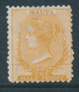 Malta 1871 SG 15 ½d Half Penny Yellow Orange P12½  CROWN CC