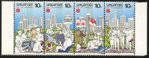 SINGAPORE Sc#484-485 1986 Trade Unions Congress Strip & SS Complete Mint NH