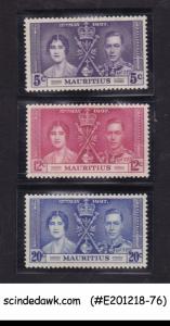 MAURITIUS - 1937 KGVI CORONATION - 3V - MINT NH