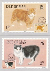 Isle of Man # 380-383, Manx Cats, Maxi Cards First Day Cancels