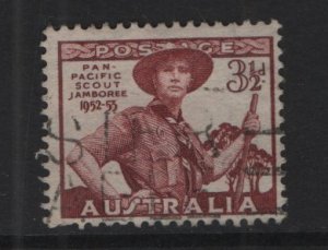 Australia   #249  used   1952  Scouting 3 1/2p