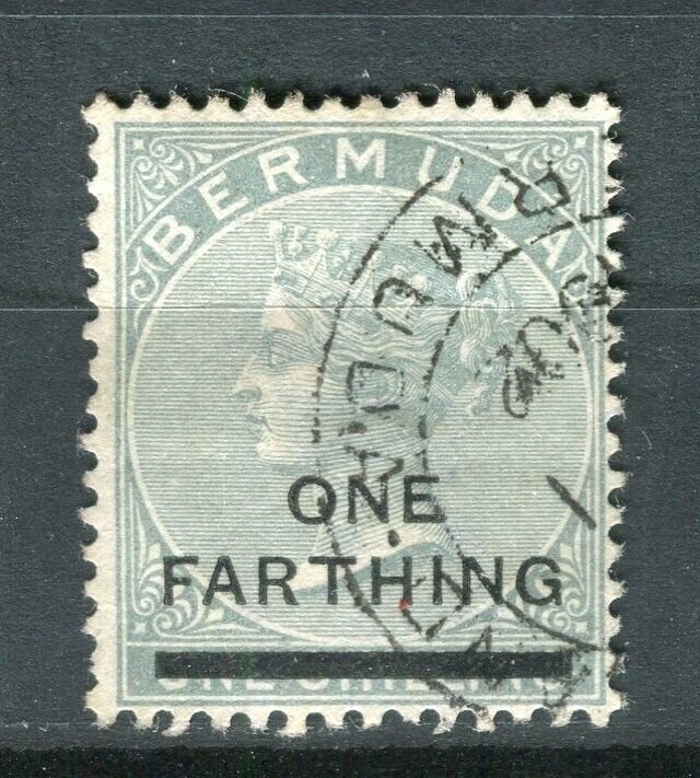 BERMUDA; Early 1900s classic QV ' ONE FARTHING ' surcharge used value