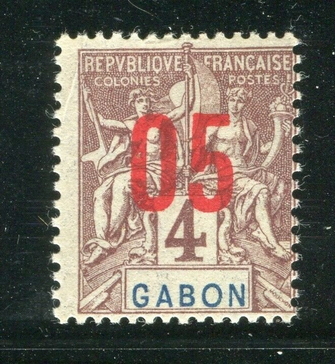 FRENCH COLONIES; GABON 1912 early Tablet surcharged issue Mint hinged 05/4c. 