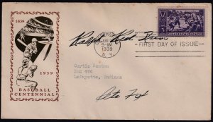 Sc# 855 FDC 1939 Baseball cover autographed Ralph Red Kress & Pete Fox