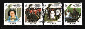 St. Kitts-Sc#185-8-Unused NH set-QEII-40th Anniversary-1986-