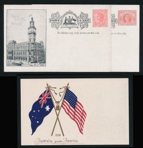 USA AUSTRALIA Postcards 1908 1d & 1½d for Visit of American Fleet to Australia!
