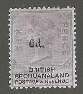 Bechuanaland, 1887, Scott #24, 6p on 6p Lilac, Mint O.G., Hinged