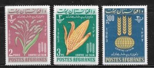 Afghanistan Scott #642-44 MHOG - 1963 FAO Freedom from Hunger Campaign