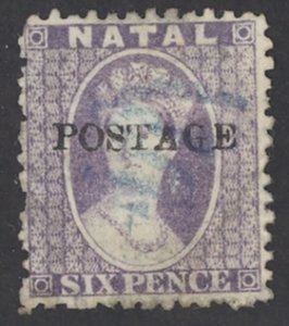 Natal Sc# 49 Used (b) 1875 6p overprint Queen Victoria