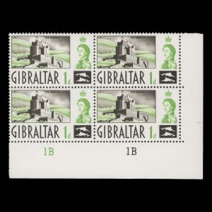 Gibraltar 1960 (MNH) 1d Moorish Castle plate 1B–1B block ✔️