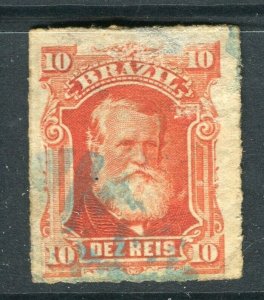 BRAZIL; 1860s early classic Dom Pedro issue fine used 10r. value