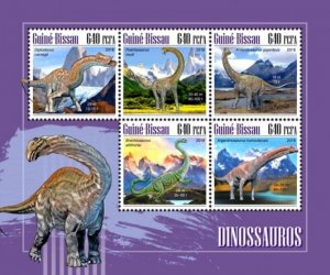 Guinea-Bissau - 2018 Dinosaurs on Stamps - 5 Stamp Sheet - GB18902a