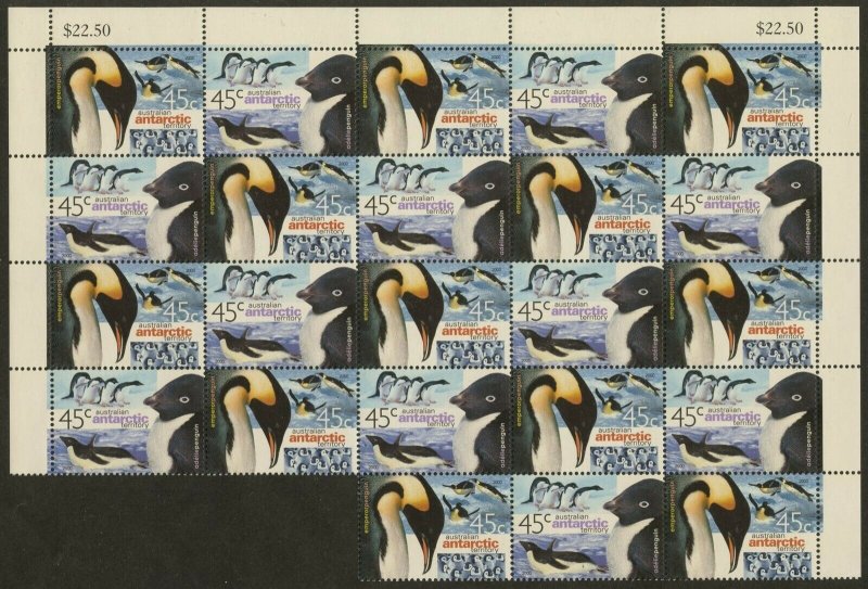 AUSTRALIAN ANTARCTIC Sc#L115-116 2000 Penguins Part Sheet of 11 Pairs Cpl MNH