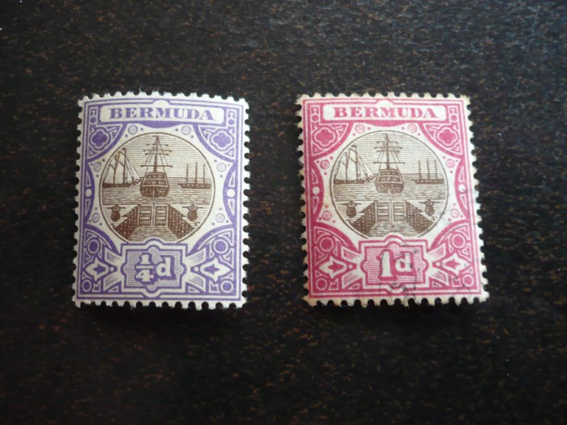 Stamps - Bermuda - Scott# 31,34 - Mint Hinged Part Set of 2 Stamps