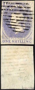 Ceylon SG10 1/- Slate-violet Fine Four Margin Cat 200 pounds