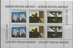 CROATIA 161a MNH EUROPA, PAINTINGS MINIATURE SHEET